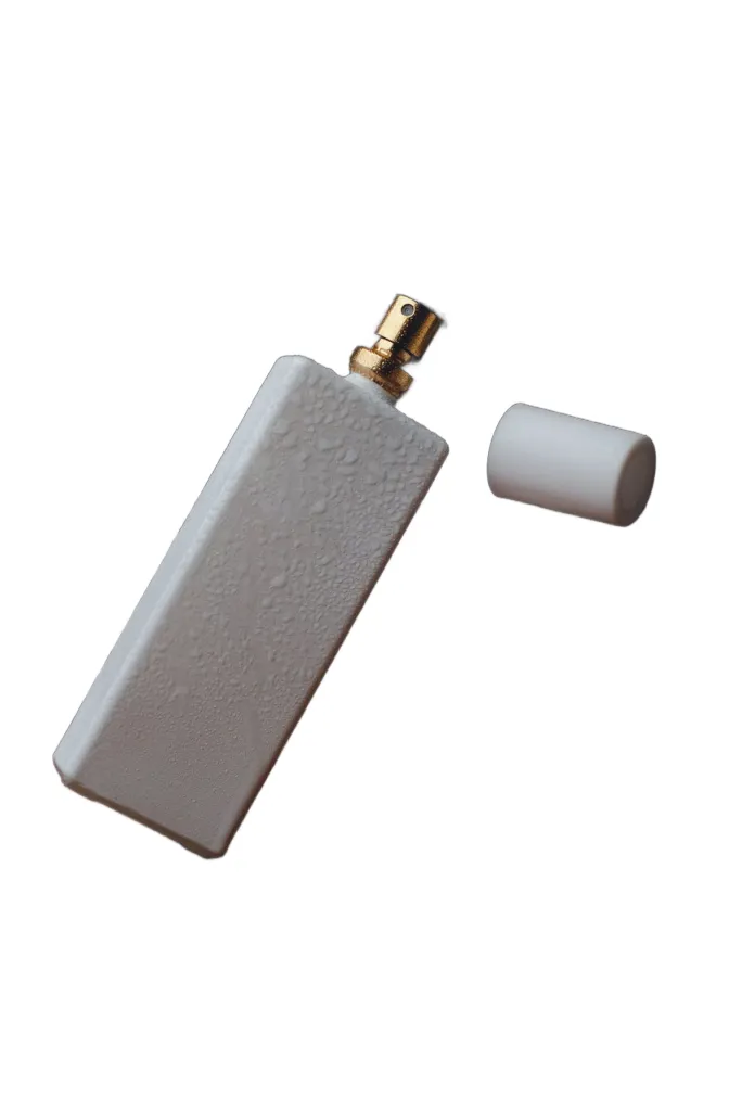 Perfume bottle product photo on a pure white background for e-commerce