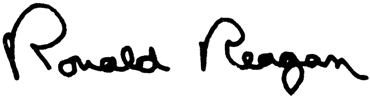 Ronald Reagan's signature as a transparent cutout after AI background removal