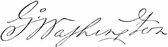 Original scan of George Washington's quill-pen signature on aged paper